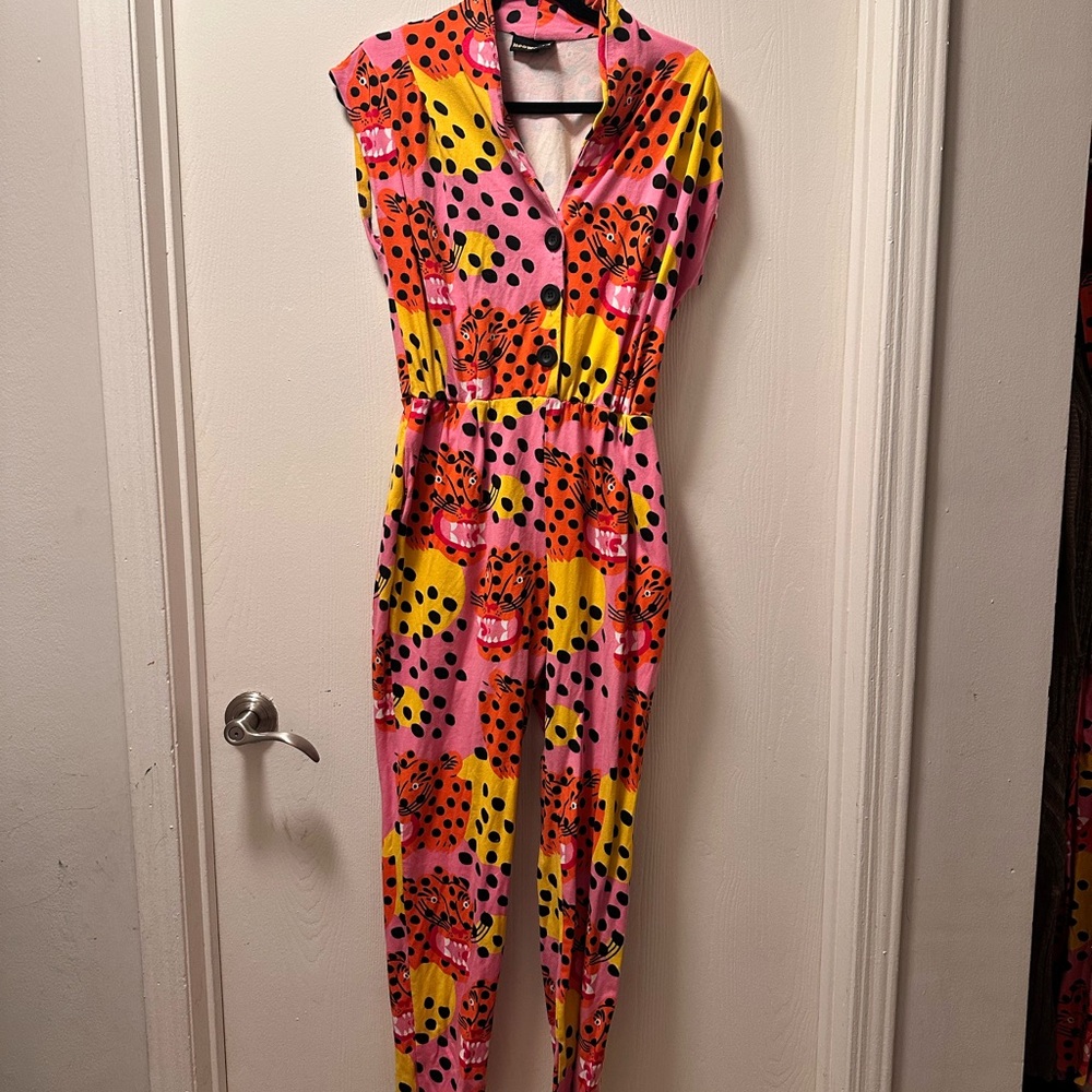Nooworks Pink and Yellow Polka Dot Jumpsuit